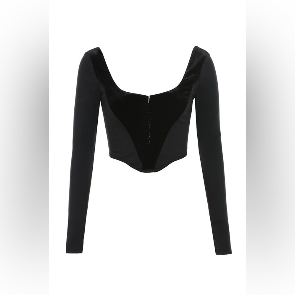 House of CB Black Velvet Crop Top - Picture 6 of 11